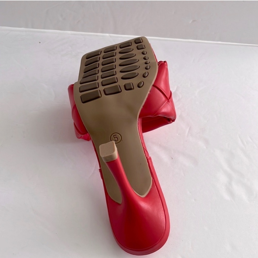 Women Square Open Toe Woven Sandals Stiletto Slip On Heel Shoes Size 8.5 NWT - Picture 7 of 7